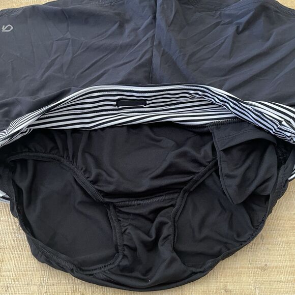 Gap Fit Black Athletic Bike Shorts S Activewear White Stripes Zip Pocket GStep - Picture 7 of 10